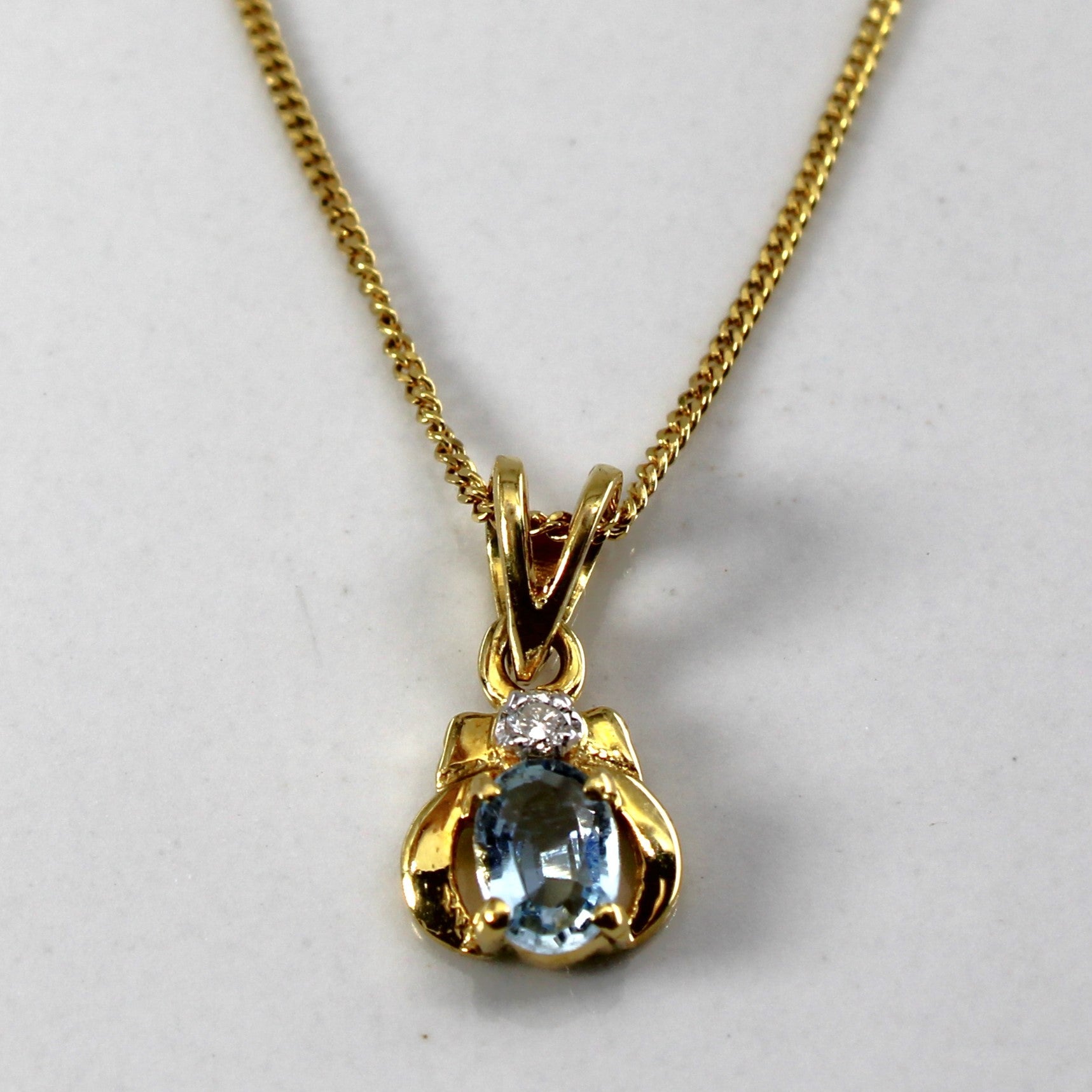 Collier pendentif aigue-marine et diamants | 0,16 ct | 0,02 ct au total | 45,7 cm (18 po) 