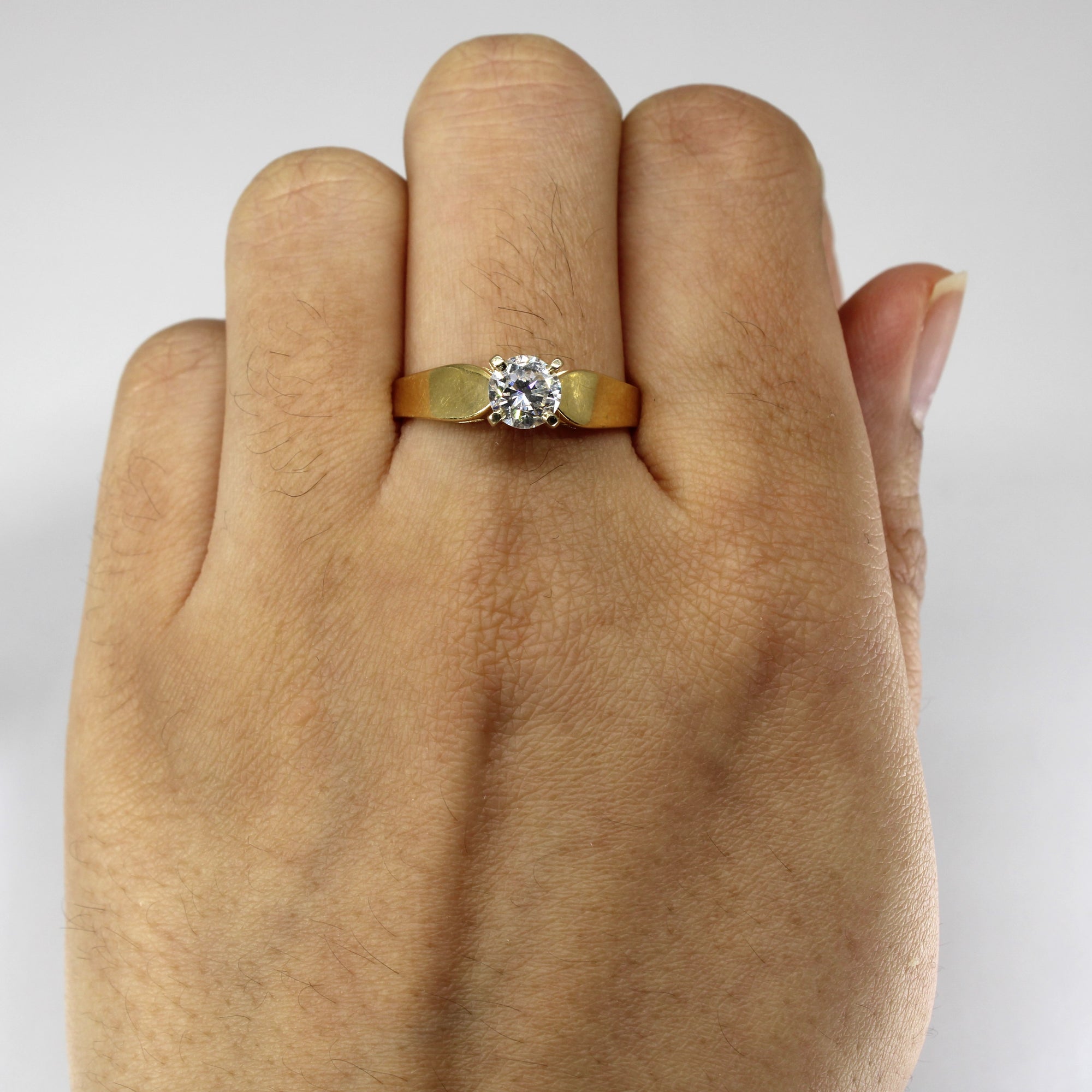 Offset Solitaire Diamond Yellow Gold Ring | 0.80ct | SZ 9.25 |