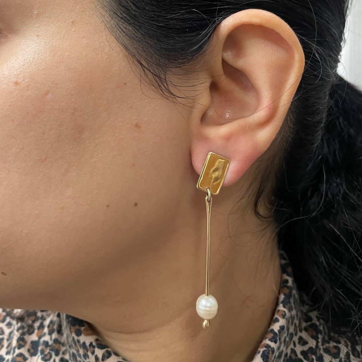 Hanging Pearls Gold Clip Earrings