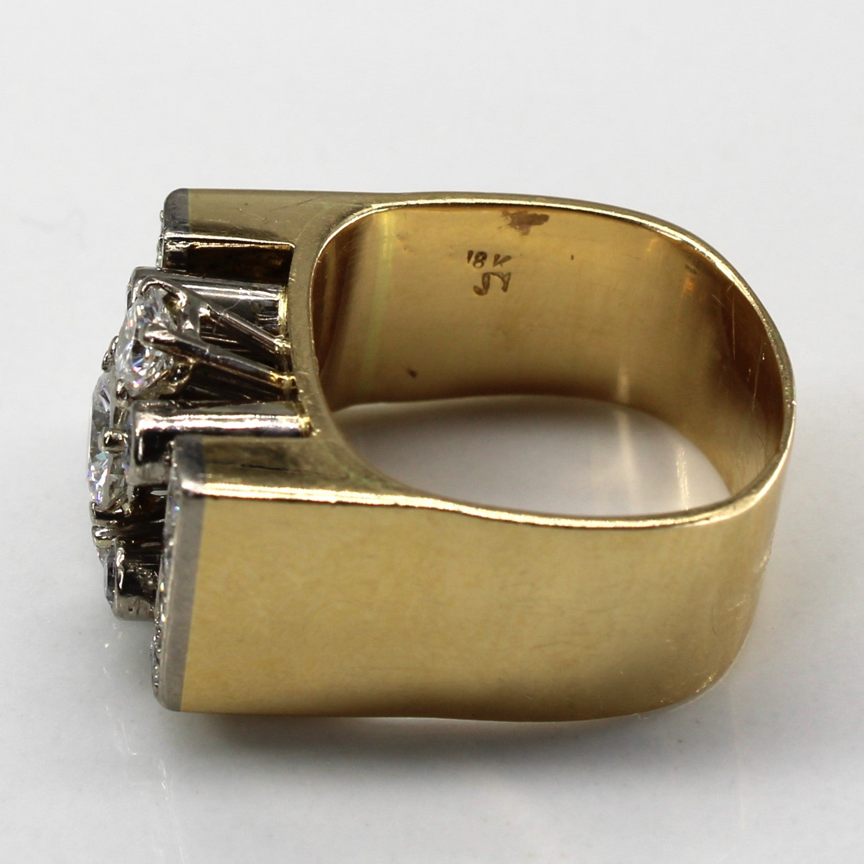 Textured Diamond Wide Gold Ring | 1.50ctw VS1/VS2 F/G | SZ 5.75 |