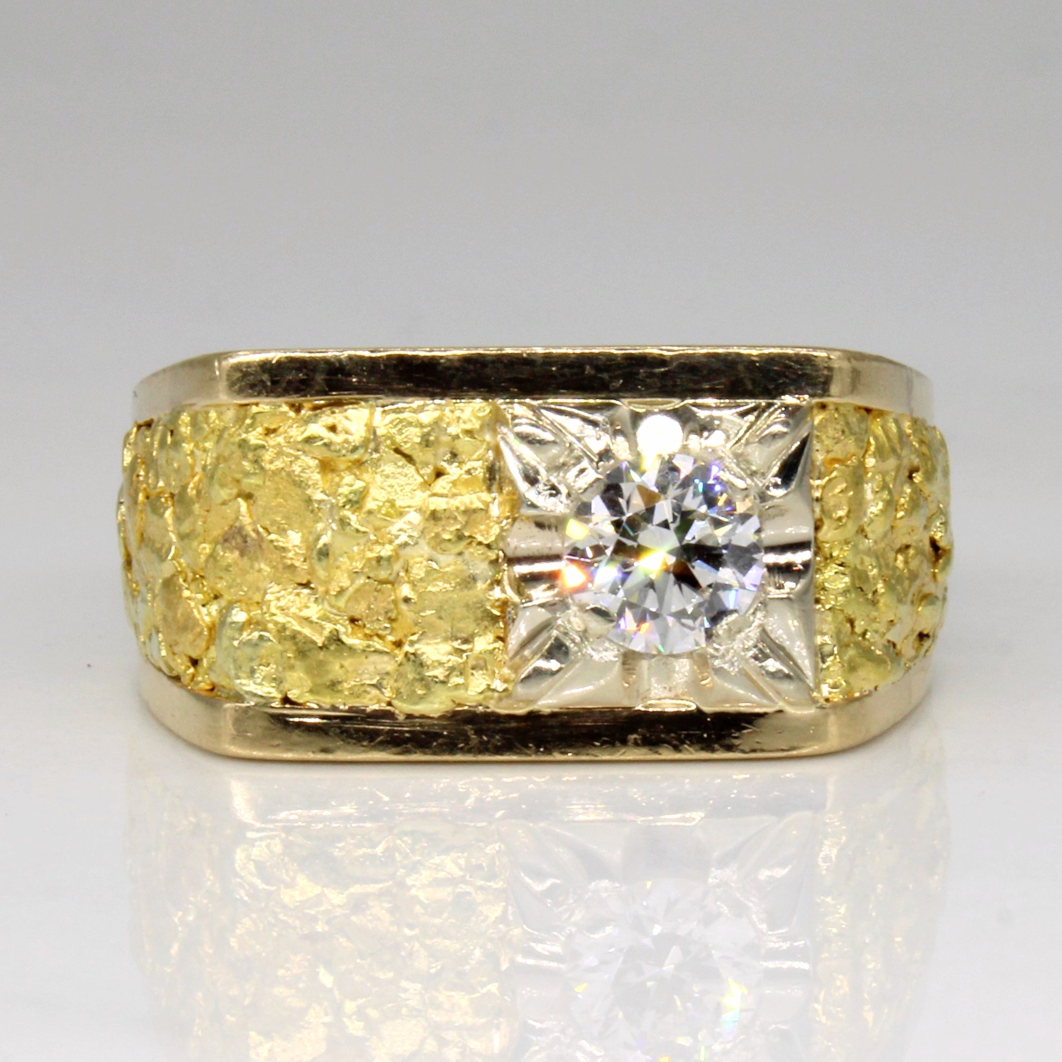 Solitaire Diamond Textured Ring | 0.51ct | SZ 8.5 |