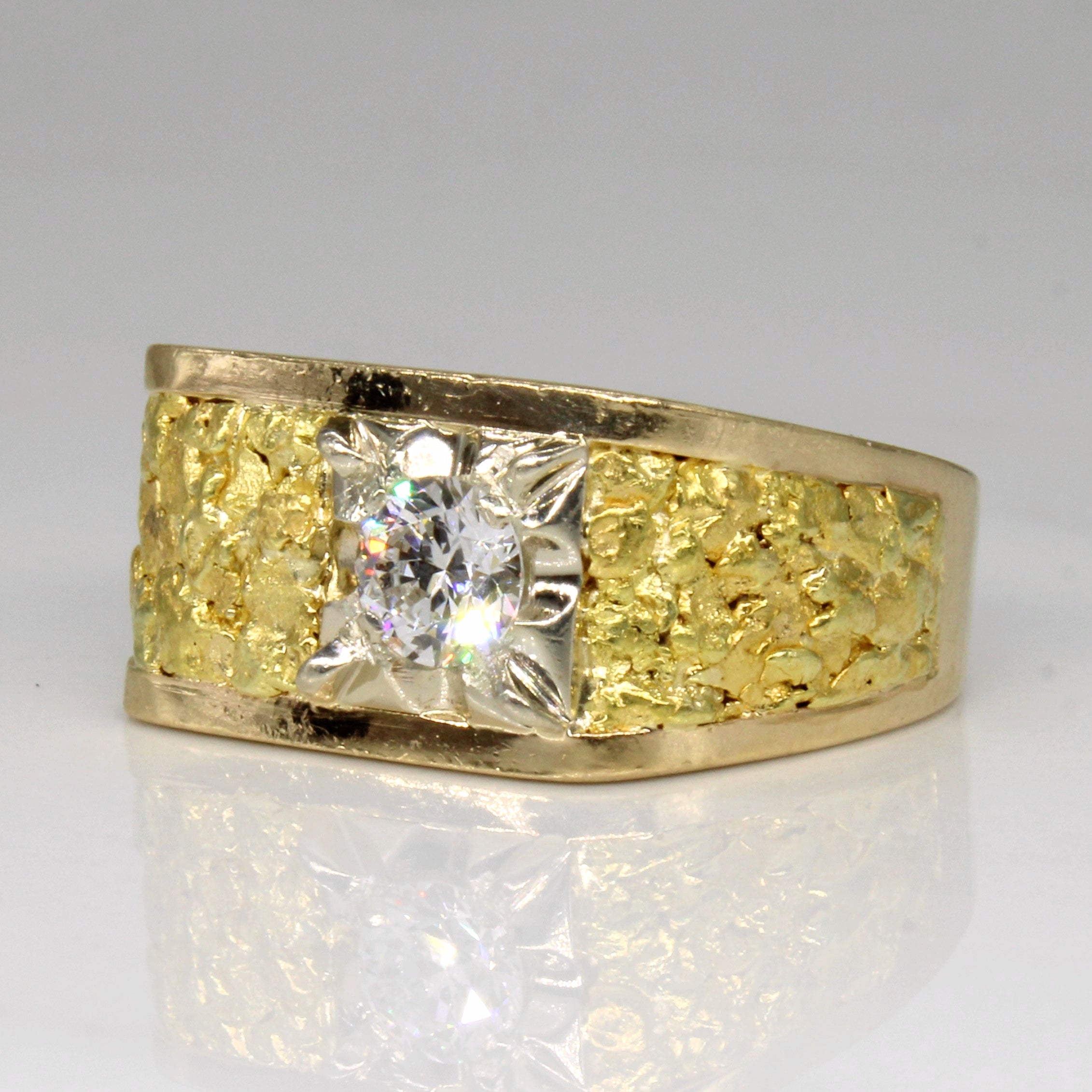 Solitaire Diamond Textured Ring | 0.51ct | SZ 8.5 |