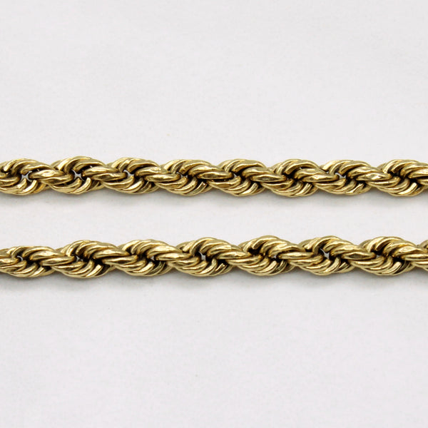 18k Yellow Gold Rope Chain Bracelet | 7.5