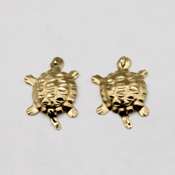14k Yellow Gold Turtle Earrings