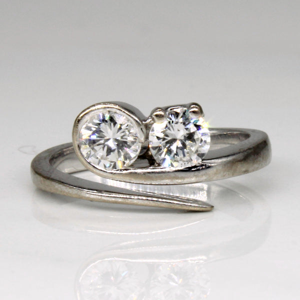 Two Stone Diamond Bypass Ring | 0.66ctw | SZ 4 |
