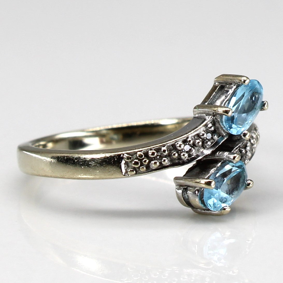 Bague croisée topaze et diamants | 0,50 ct | 0,02 ct | Taille 5,5 | 
