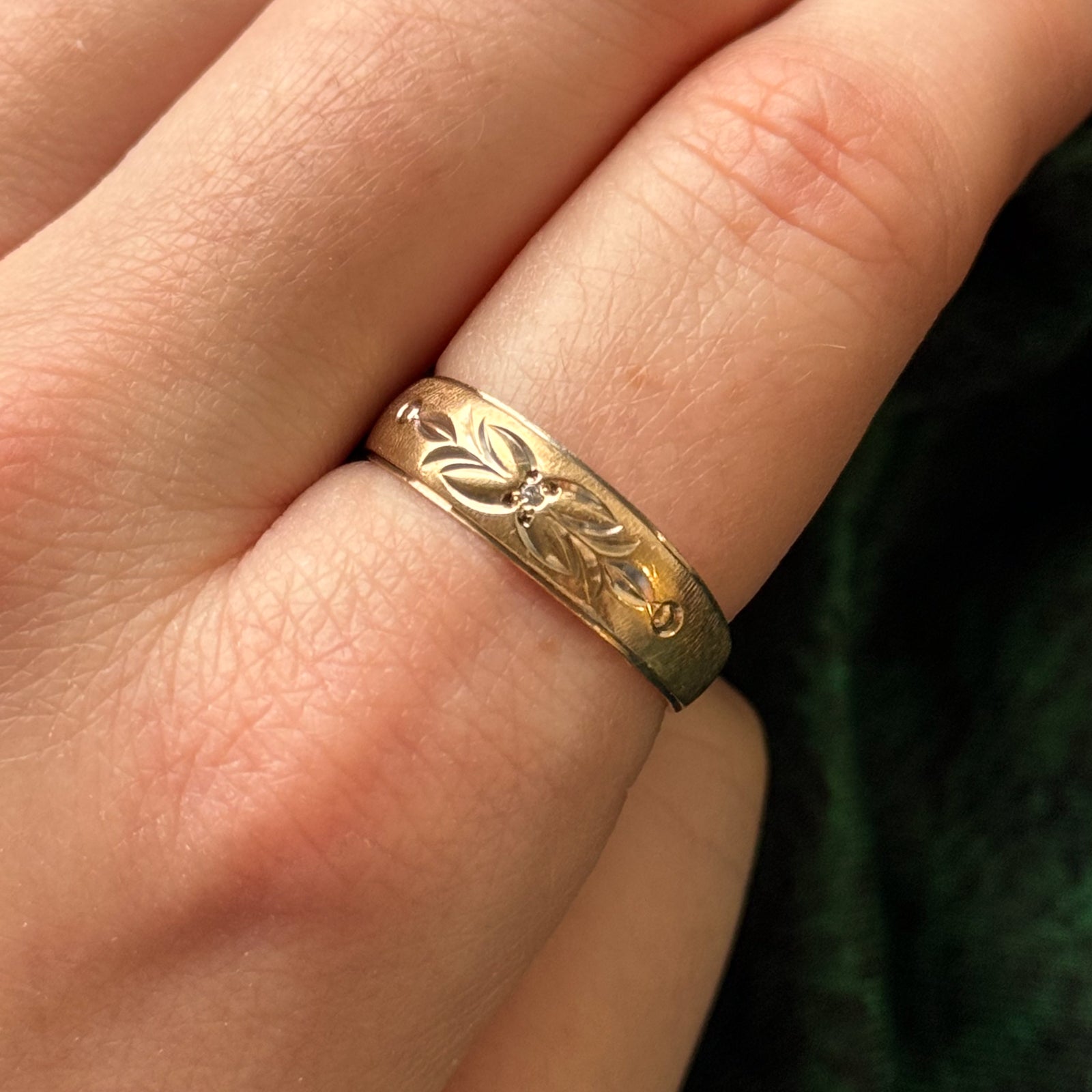 Bague gravée de diamants | 0,01 ct | Taille 9,25 | 