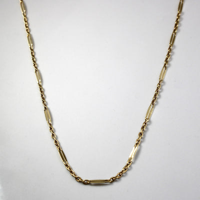 Bar and Ring Yellow Gold Linked Chain | 24