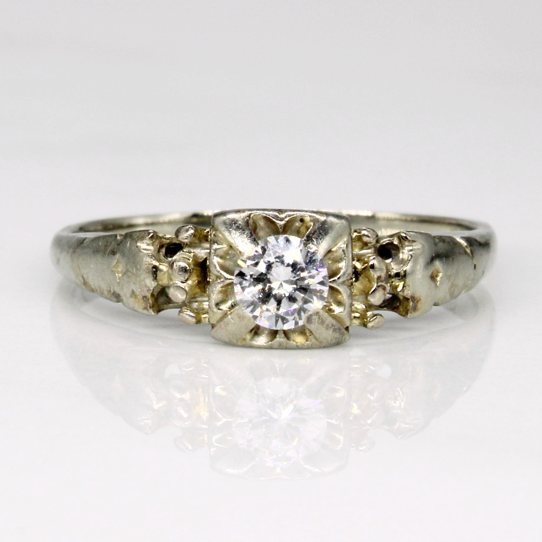 10k White Gold Solitaire Diamond Ring | 0.19ct | SZ 6.5 |