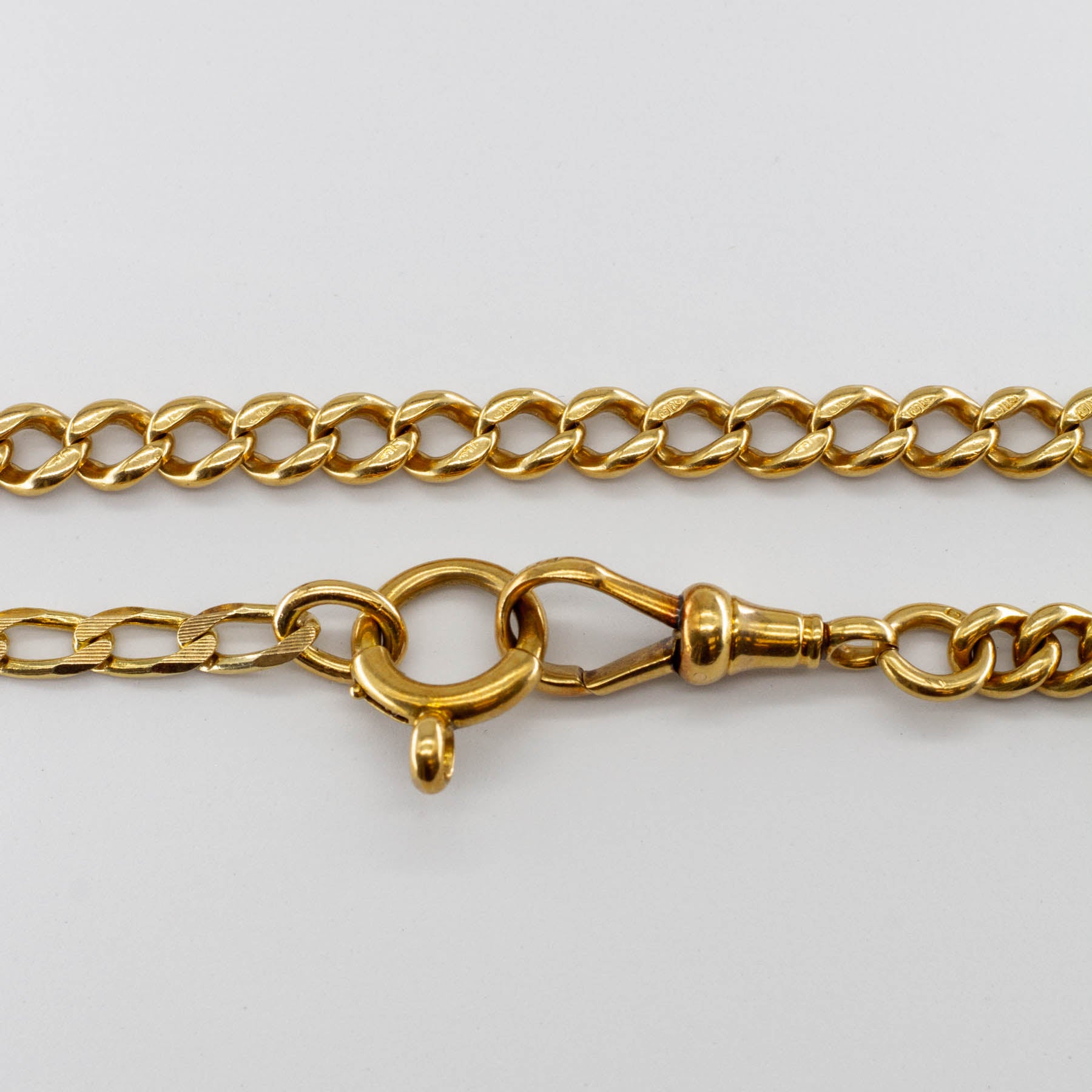 Victorian Watch Chain 18k Yellow Gold Curb Chain | 18