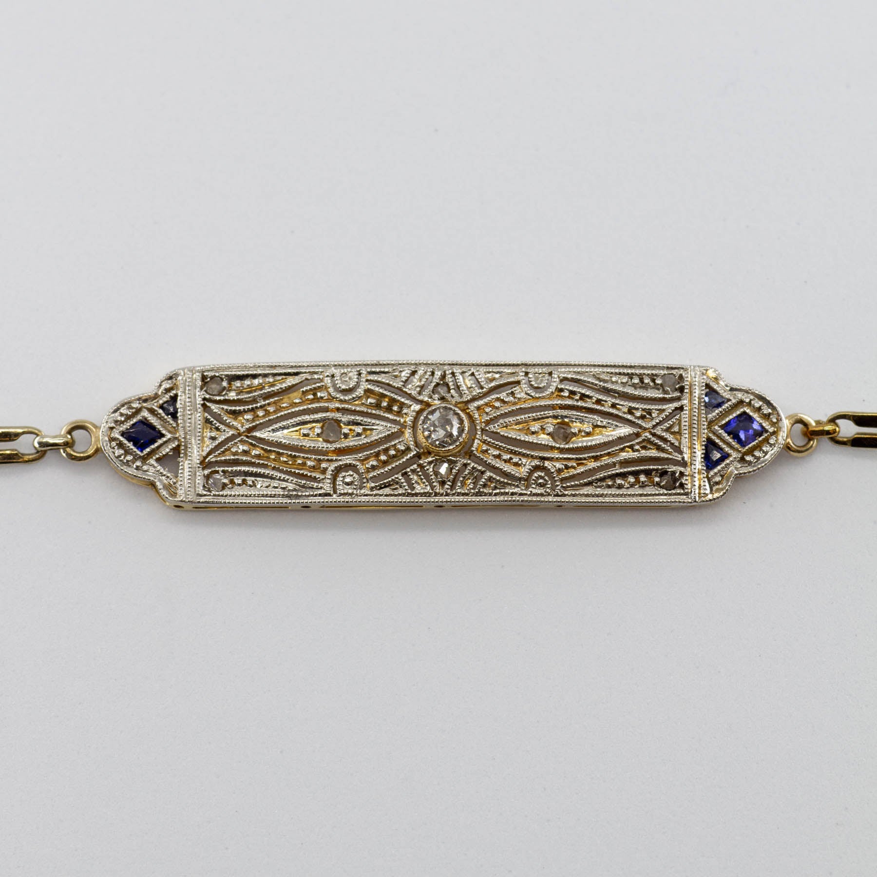 Bracelet Art Déco en saphirs et diamants | 0,08 ct, 0,05 ct | 16,5 cm | 