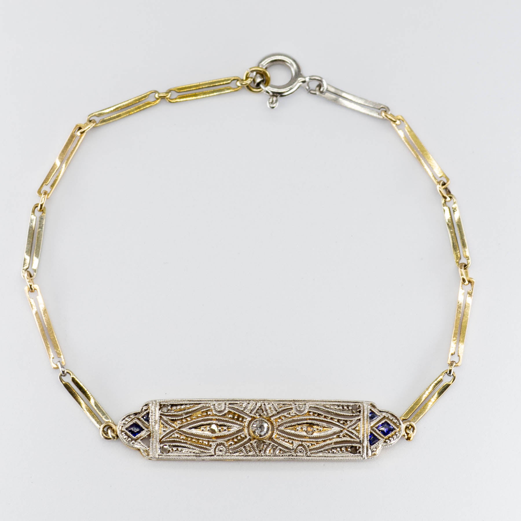 Bracelet Art Déco en saphirs et diamants | 0,08 ct, 0,05 ct | 16,5 cm | 