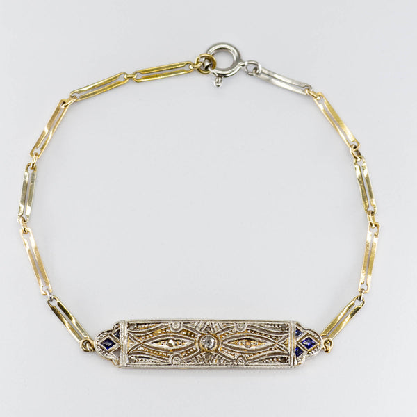 Art Deco Sapphire & Diamond Bracelet | 0.08ctw, 0.05ctw | 6.5