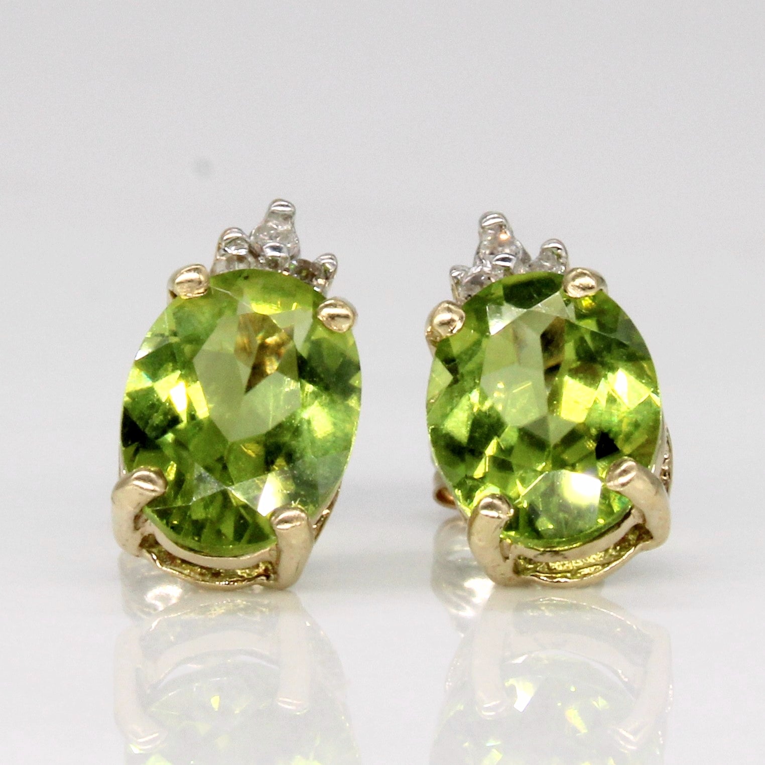 Peridot & Diamond Earrings | 2.10ctw, 0.03ctw |