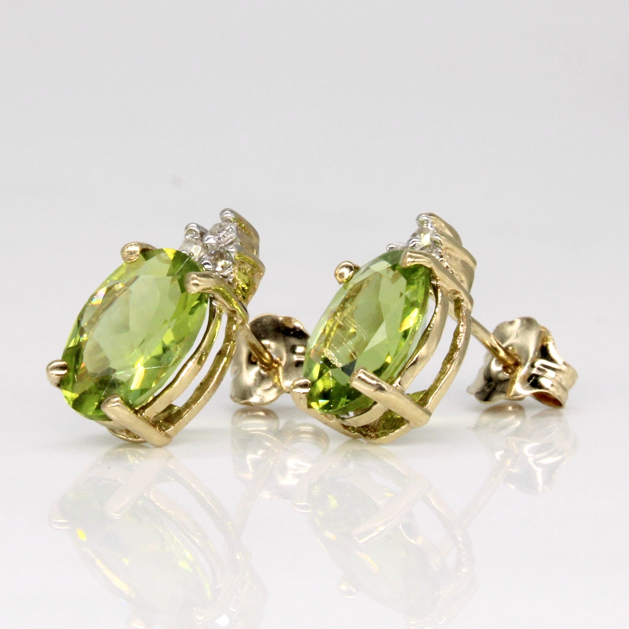 Peridot & Diamond Earrings | 2.10ctw, 0.03ctw |