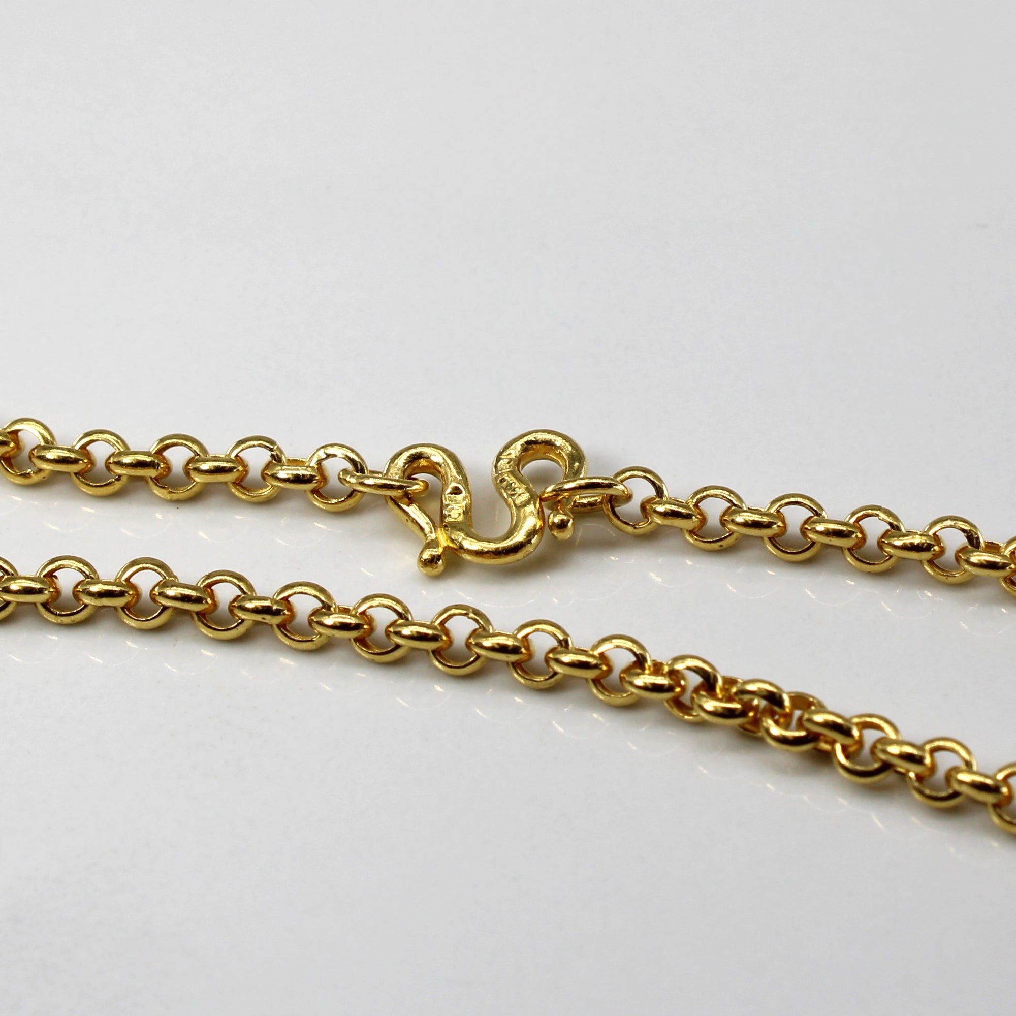 24k Yellow Gold Rolo Link Chain | 18