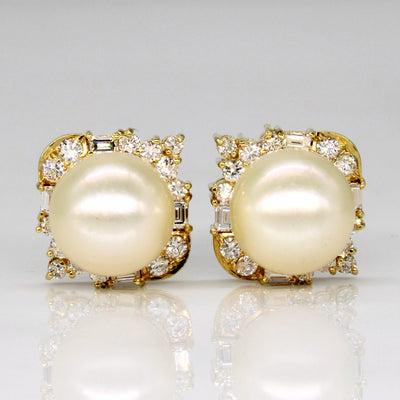 Pearl & Diamond Cocktail Earrings | 0.56ctw, 9.5mm |