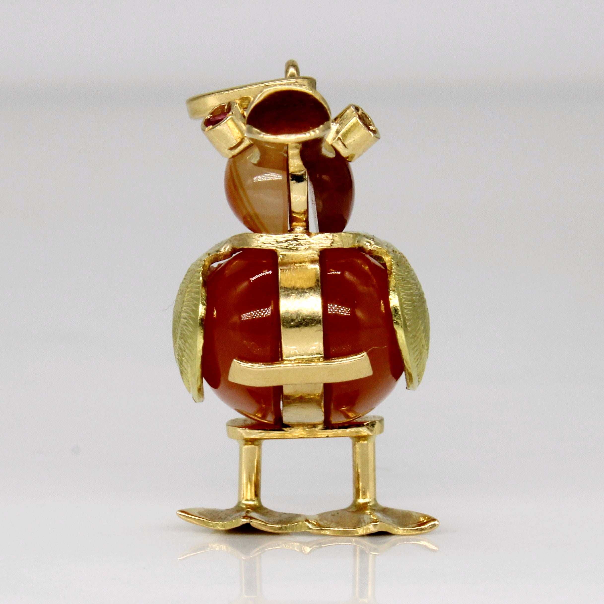 Carnelian & Pink Sapphire Duck 18K Pendant | 24.00ctw, 0.02ctw |