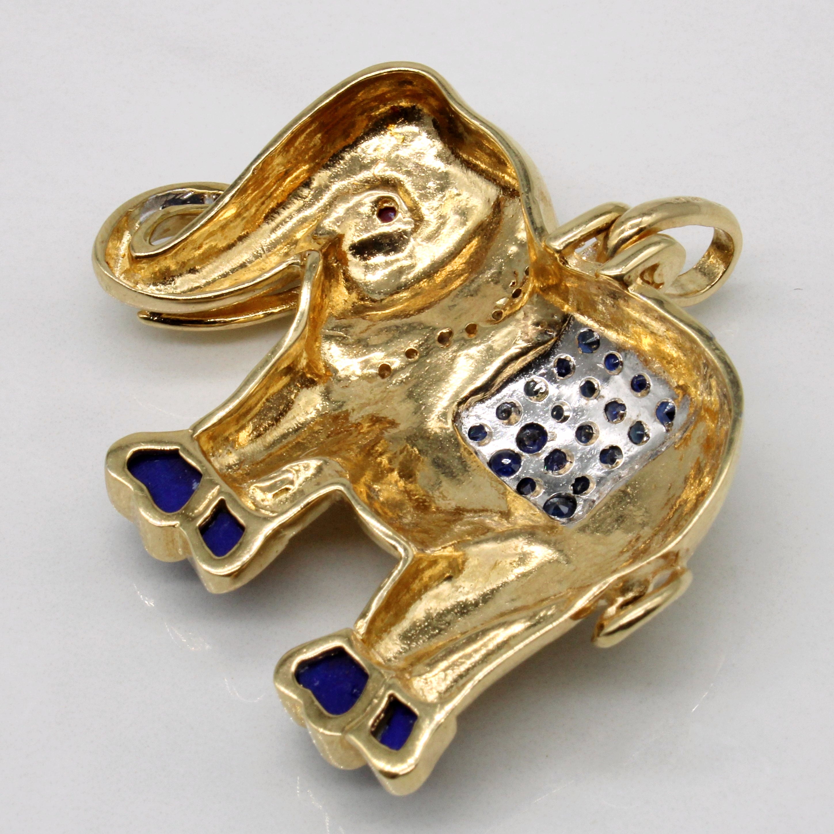 Multi Gem Elephant 14k Pendant | 2.80ctw |