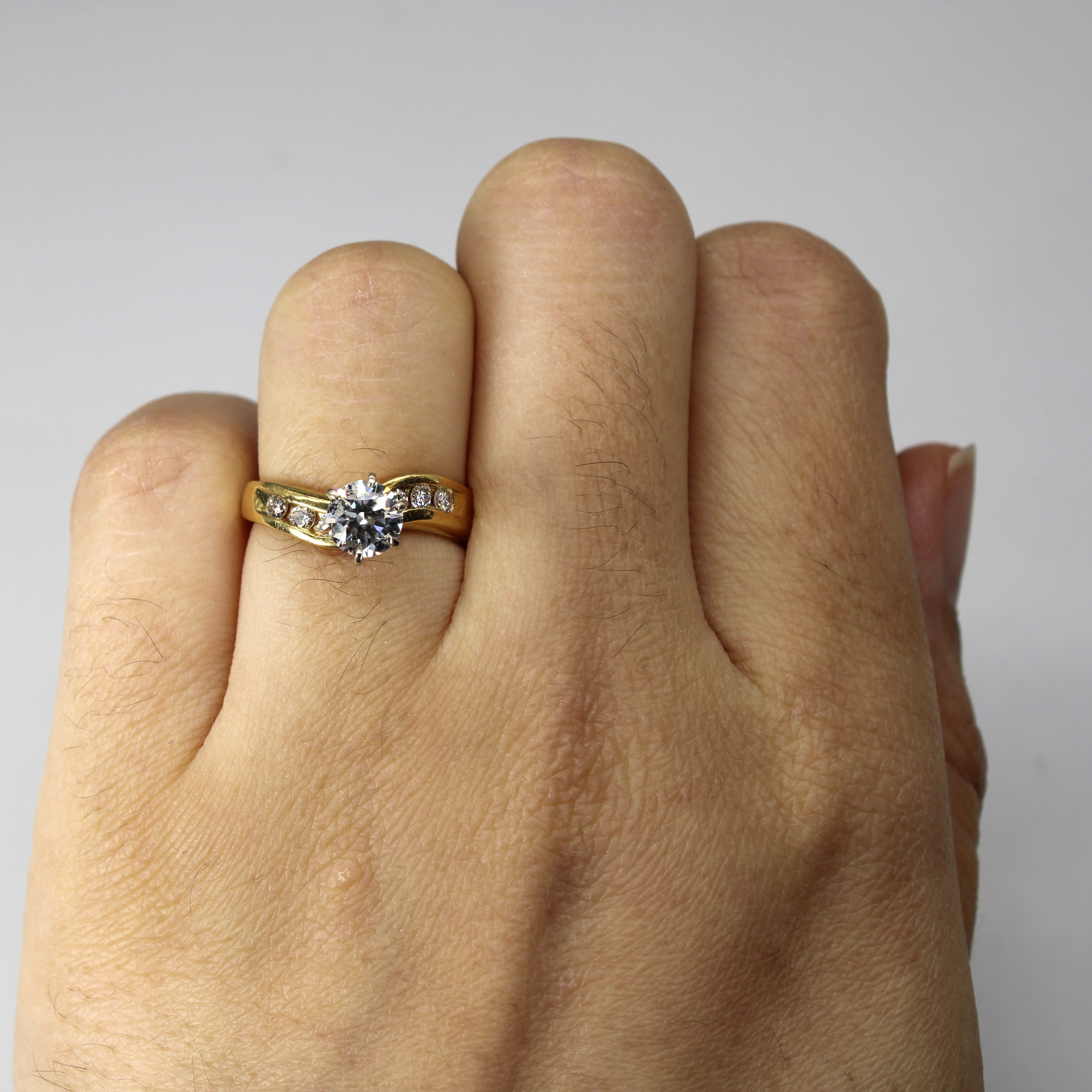Solitaire with Channel Accents Gold Ring | 0.95ctw SI1 G/H | SZ 4.75 |