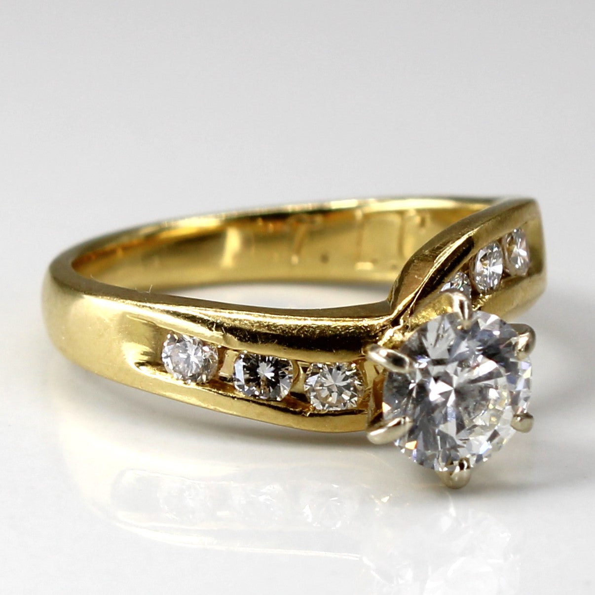 Solitaire with Channel Accents Gold Ring | 0.95ctw SI1 G/H | SZ 4.75 |