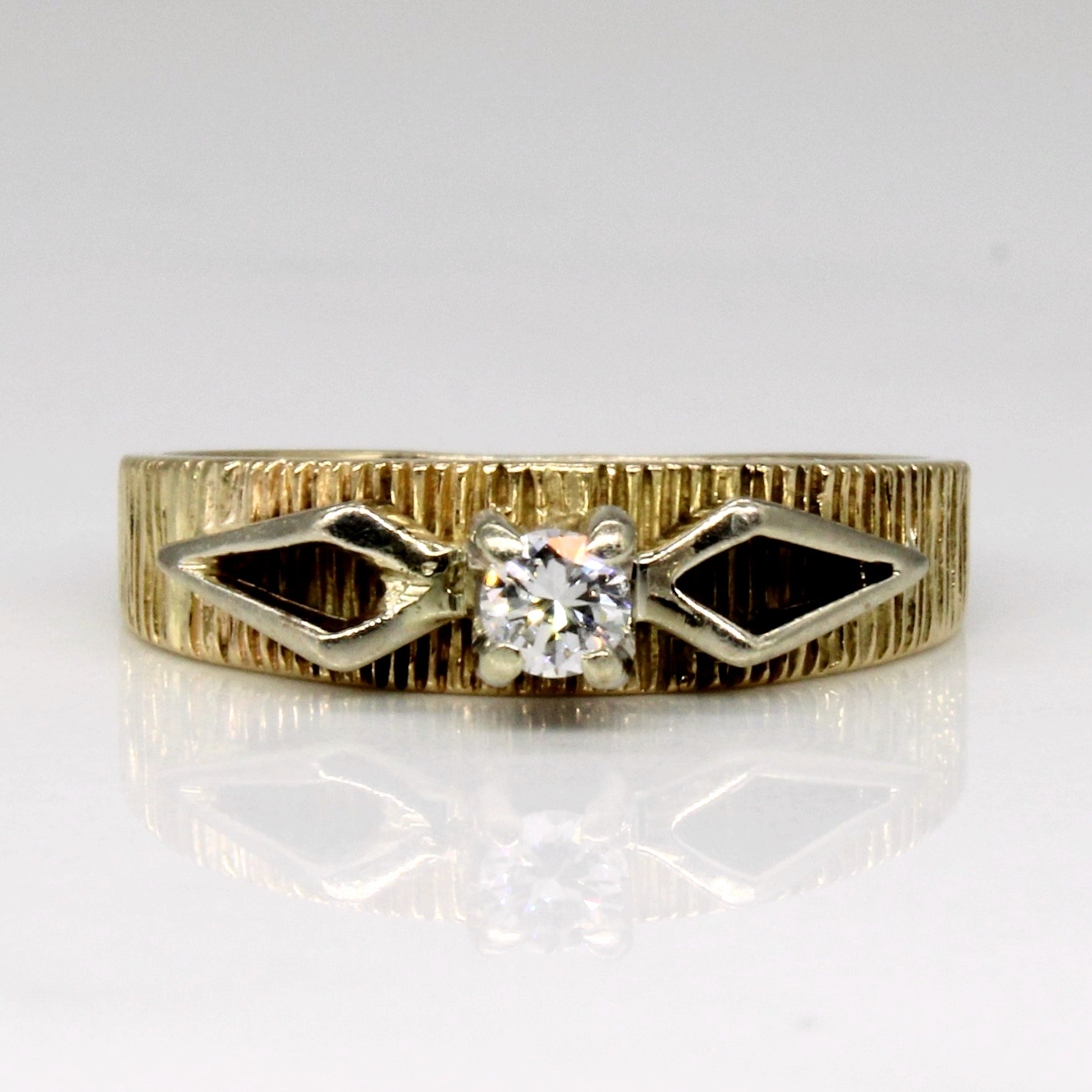 Cathedral Set Diamond Yellow and White 14k Gold Ring | 0.11ct | SZ 6 |