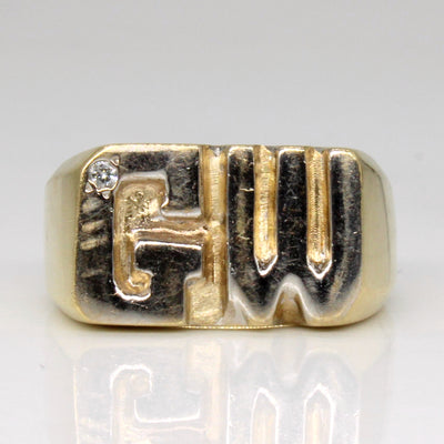 Diamond 'G.W.' Initial Ring | 0.02ct | SZ 4.25 |