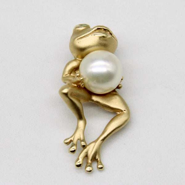 Pearl & Peridot Frog 14K Pendant | 0.02ctw |