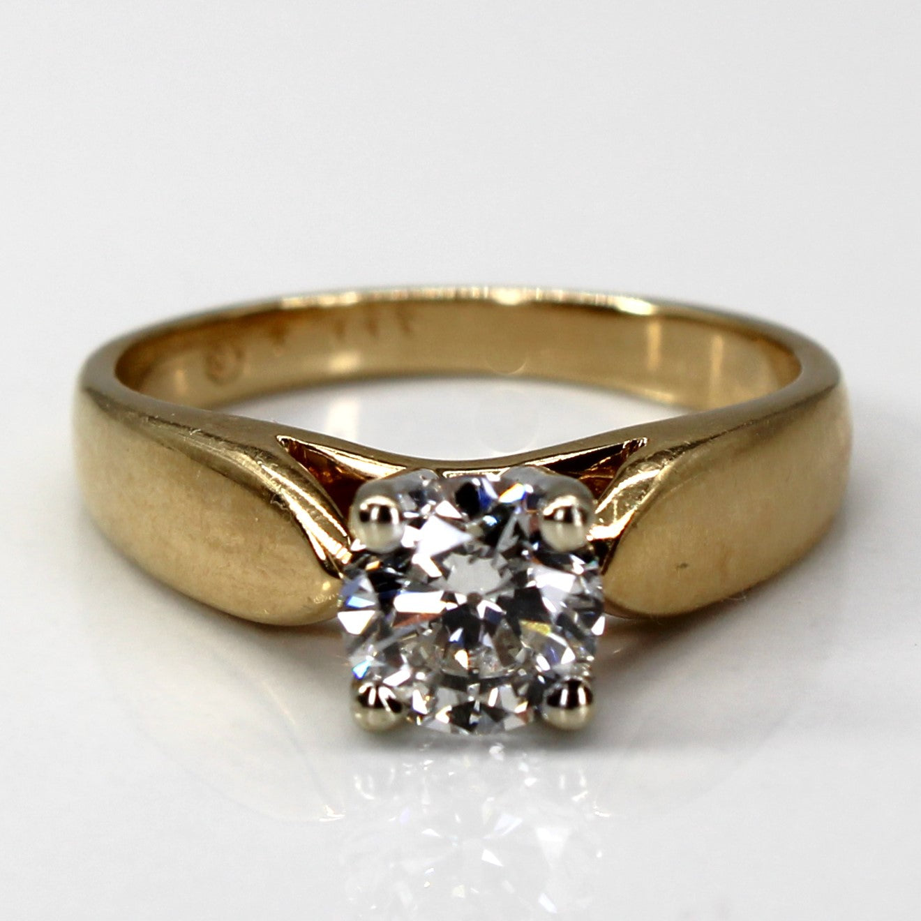 Solitaire Diamond Yellow Gold Engagement Ring | 0.88ct I1 H/I | SZ 6.5 ...