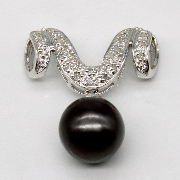 Black Pearl & Diamond Pendant | 0.18ctw |