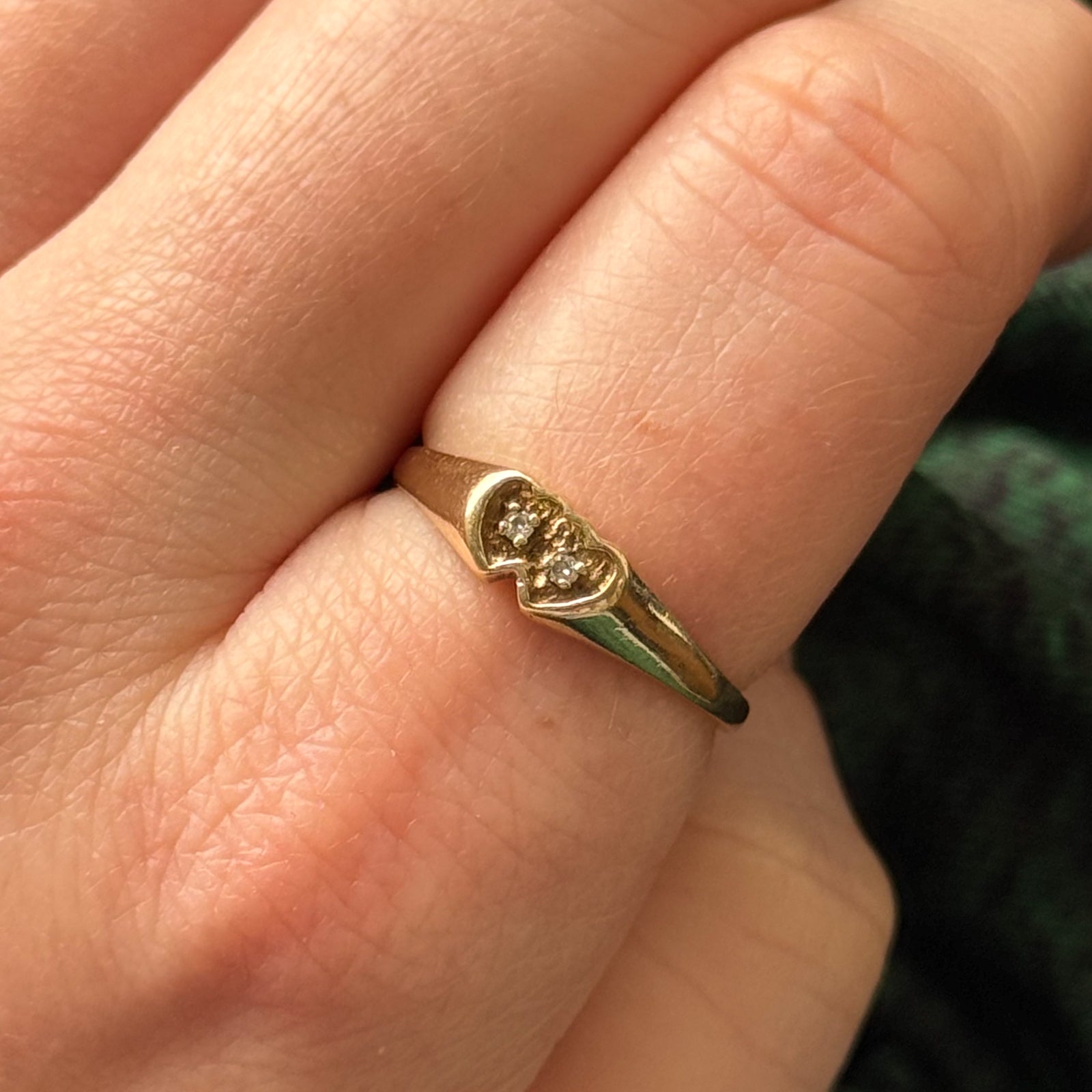 Bague Double Cœur Diamant | 0,02 ct | Taille 6,25 | 