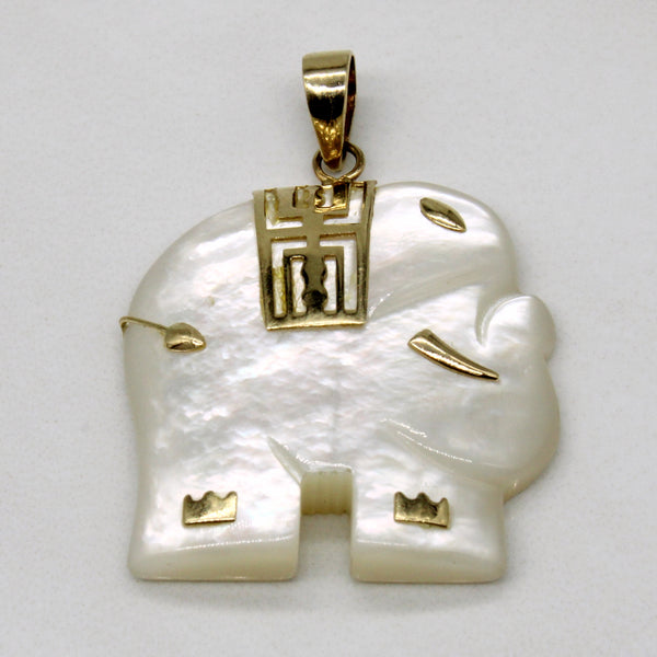 Mother of Pearl Elephant 10k Pendant | 20.00ct |
