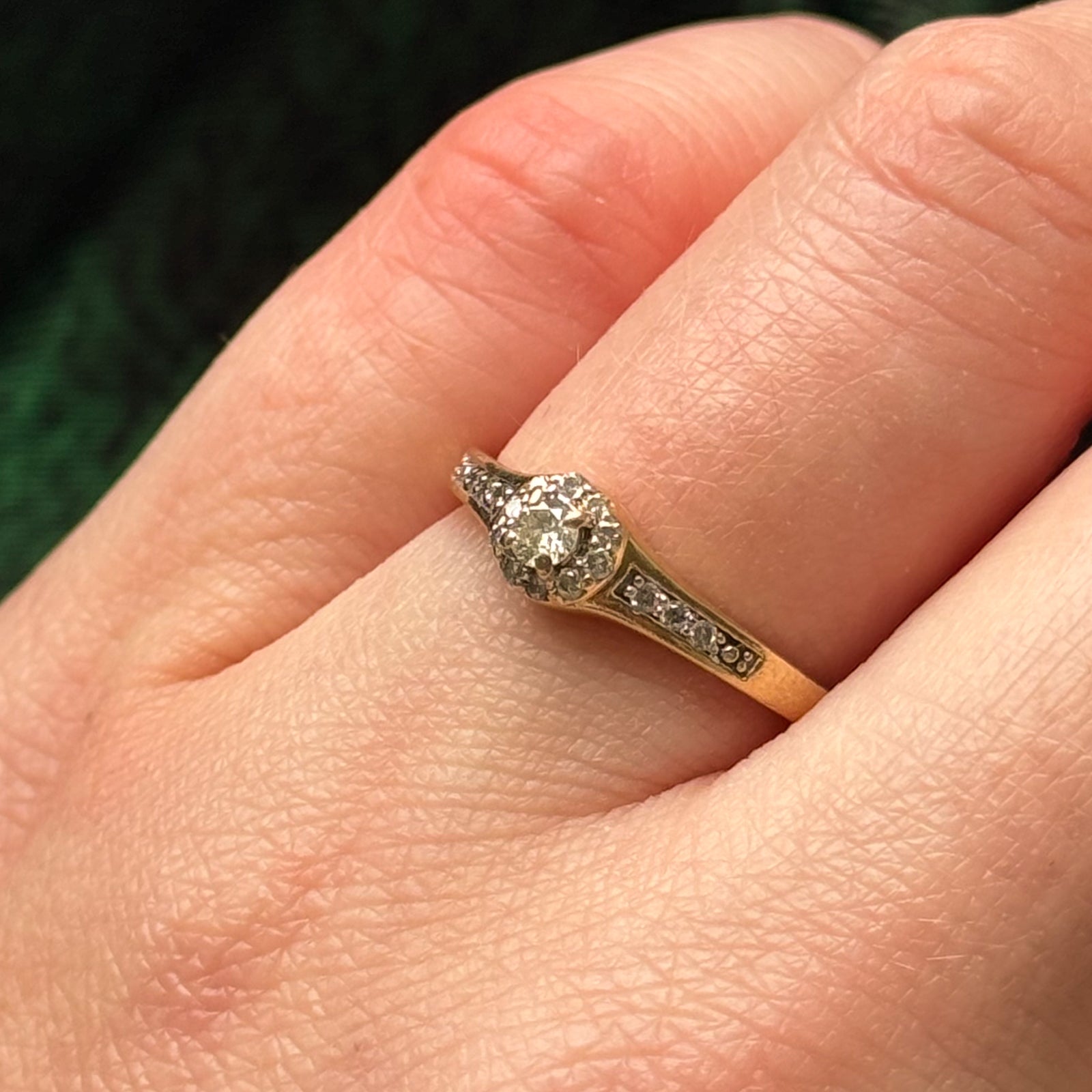 Bague halo diamant | 0,20 ct | Taille 6,5 | 
