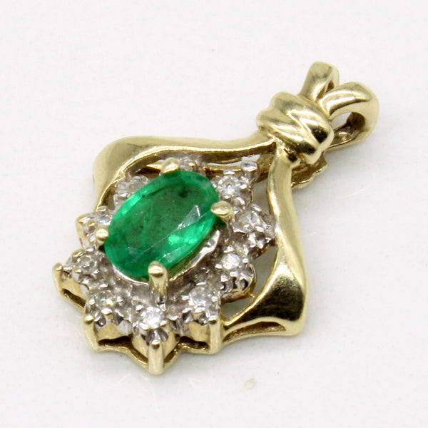 Emerald & Diamond 10k Pendant | 0.25ct, 0.05ctw |