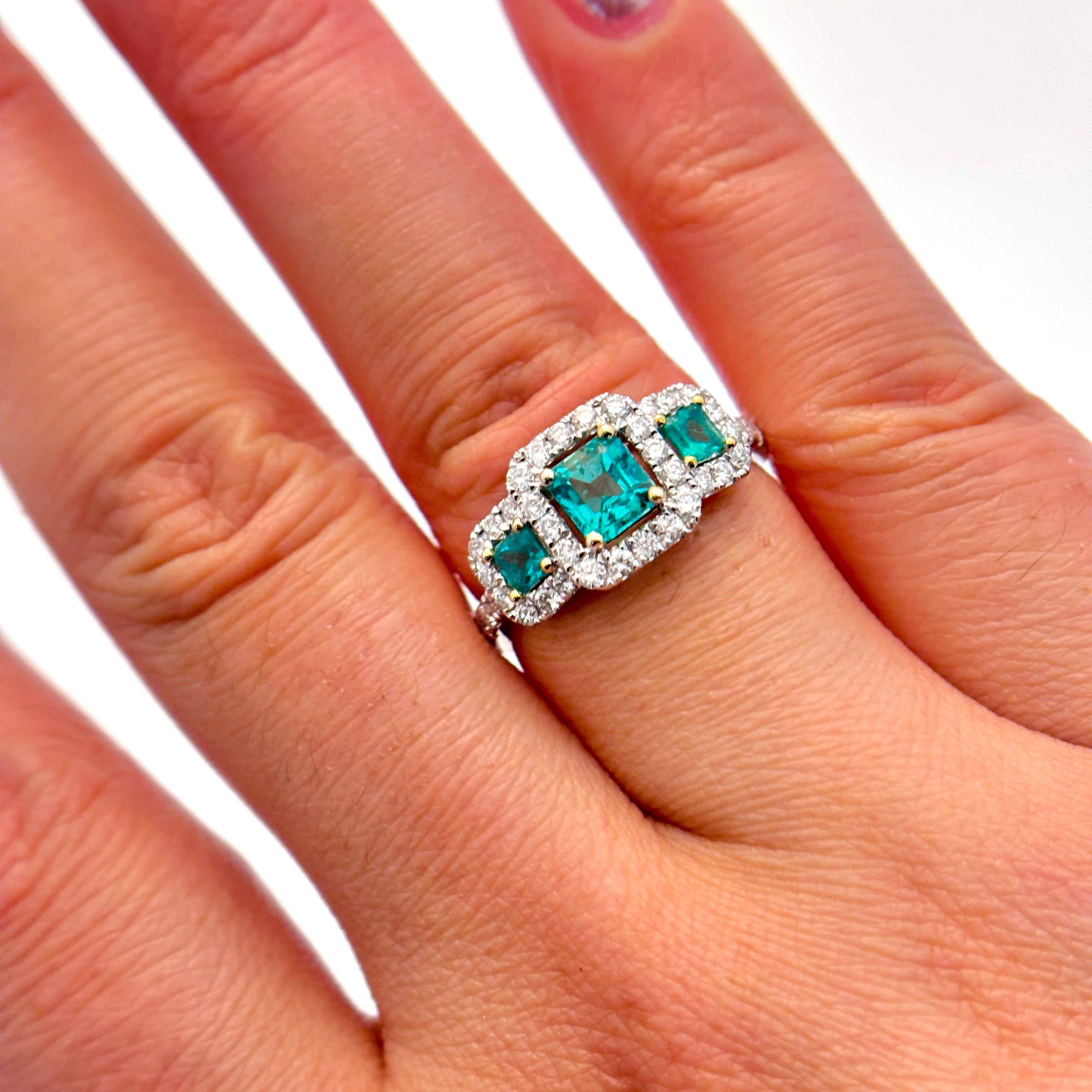 18K Emerald and Diamond Ring | 0.88 ctw, 0.50 ctw | SZ 6.5 |