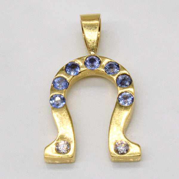 Sapphire & Diamond Horseshoe 22K Pendant | 1.00ctw, 0.20ctw |