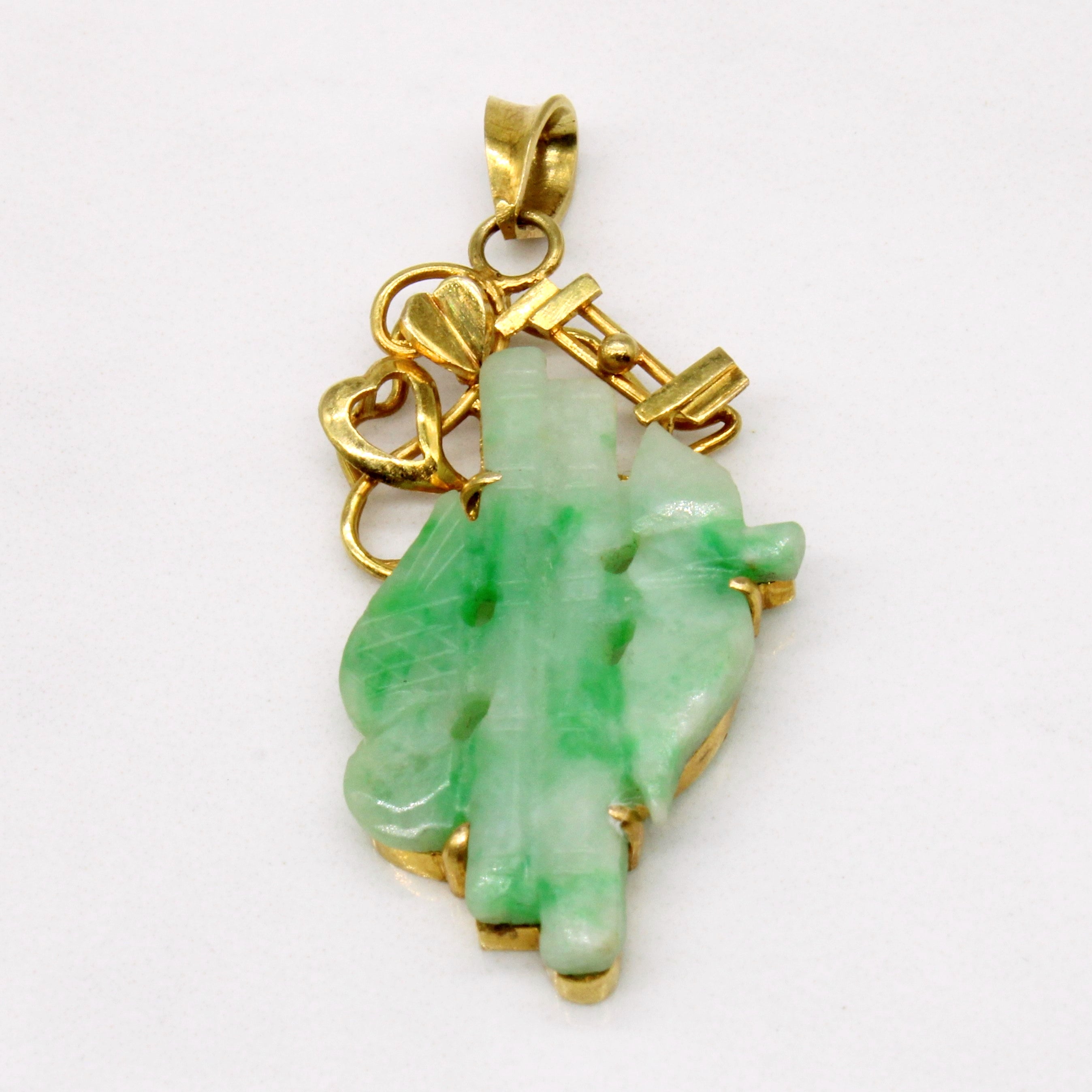 Carved Jadeite 14k Pendant | 8.00ct |