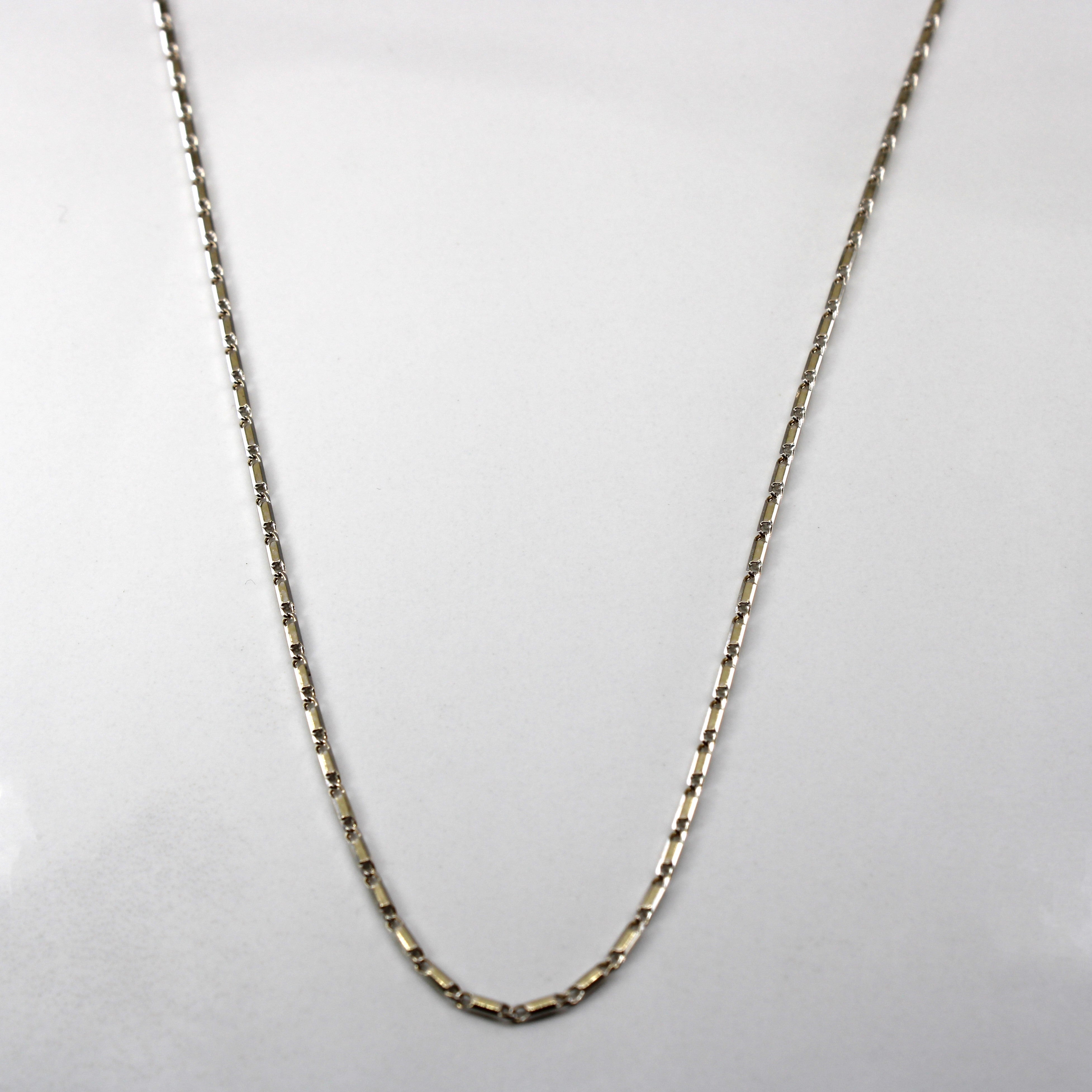 Bar Linked White Gold Chain | 25"|