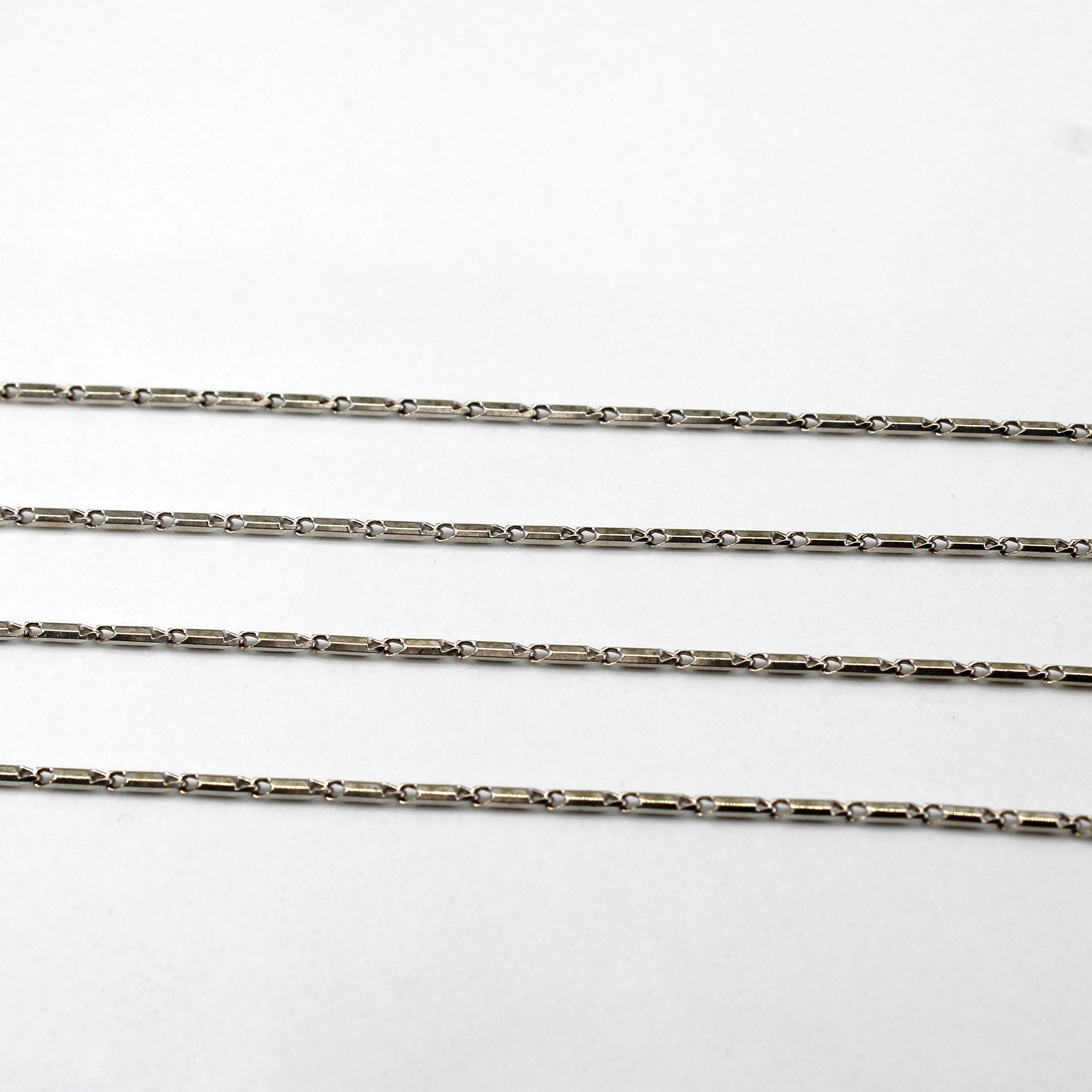 Bar Linked White Gold Chain | 25"|