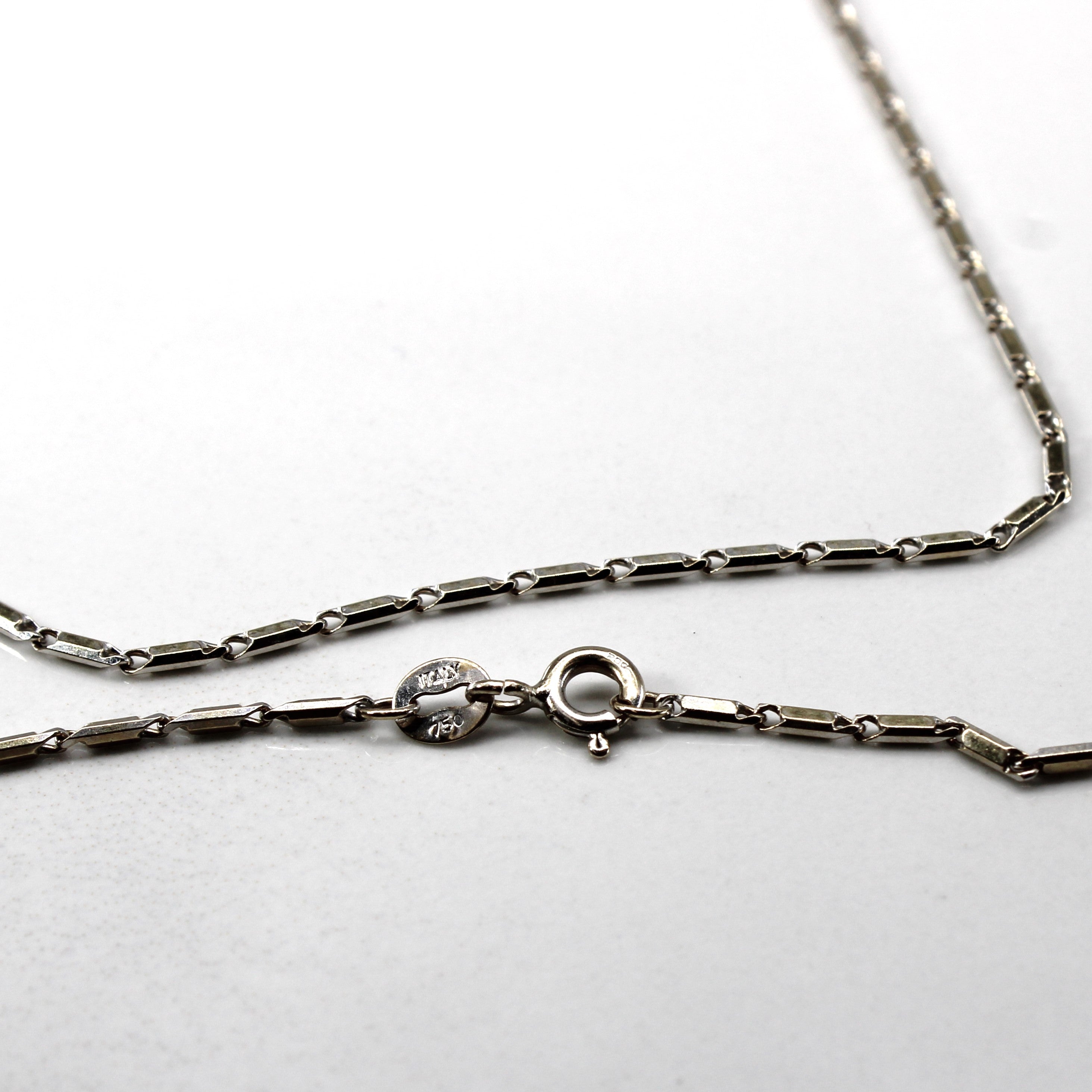 Bar Linked White Gold Chain | 25"|