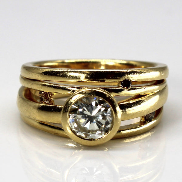 Bezel Set Diamond Multi Layer Gold Ring | 1.14ctw | SZ 6.75 |