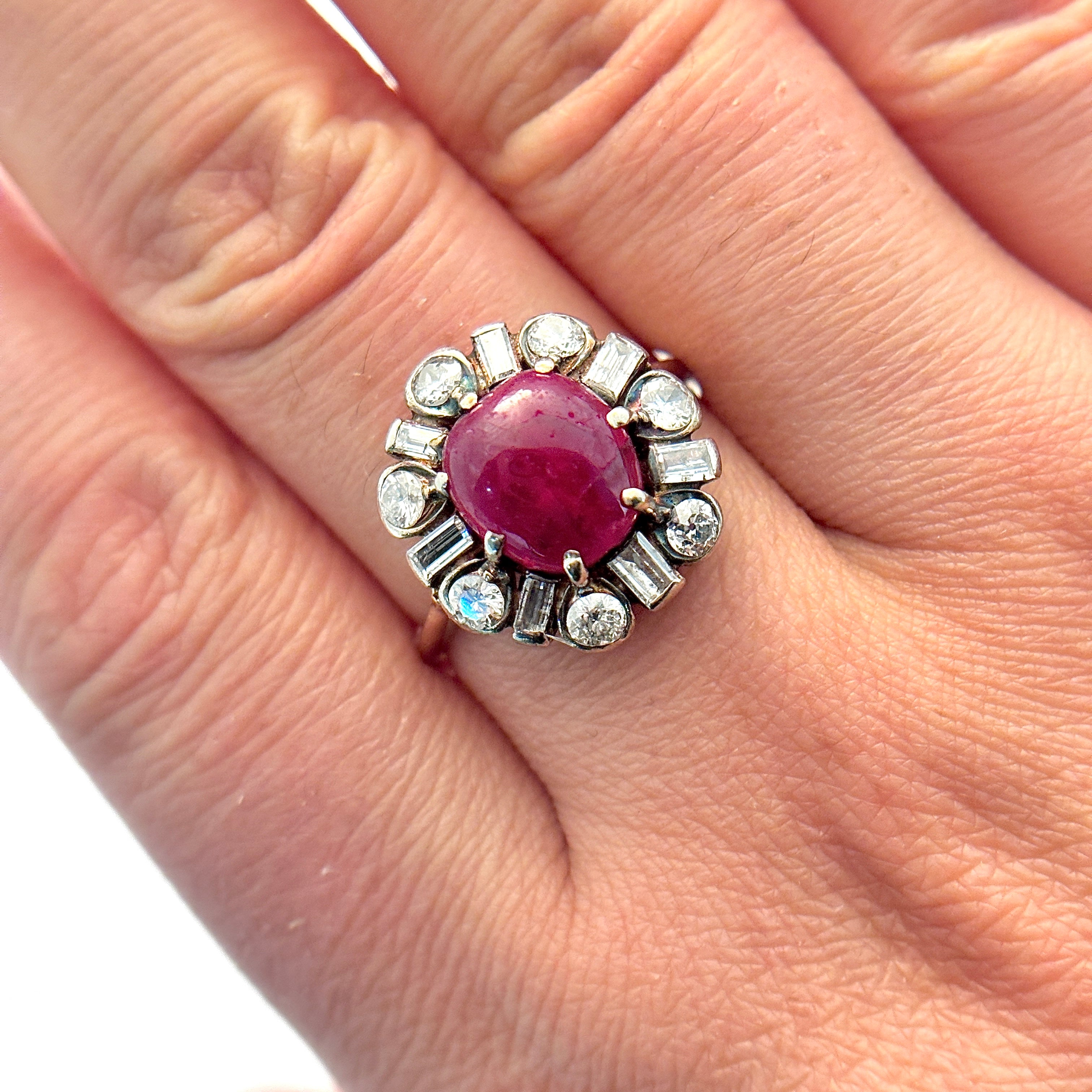 14K Rose and White Gold Ruby and Diamond Ring | 4.39ct, 0.92ctw | SZ 7.75 |