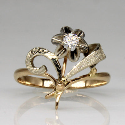 Diamond Flower White & Yellow 14k Ring | 0.12ct | SZ 8 |