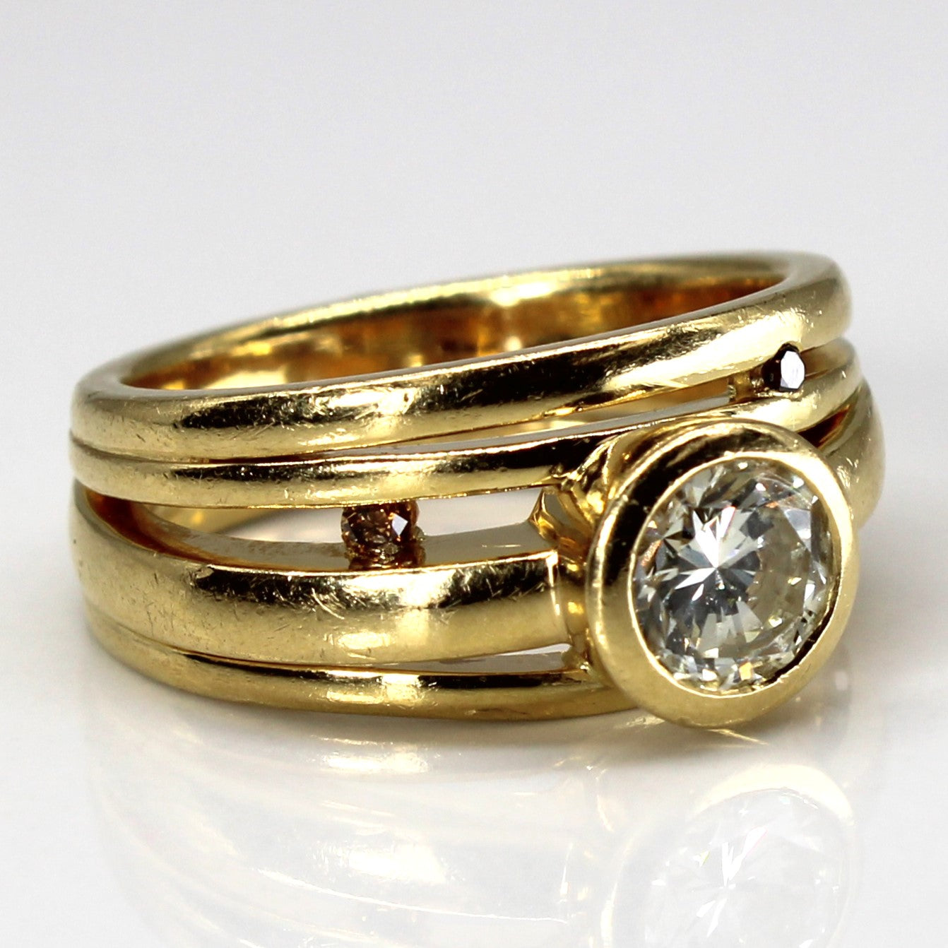 Bezel Set Diamond Multi Layer Gold Ring | 1.14ctw SI2 L/M | SZ 6.75 |