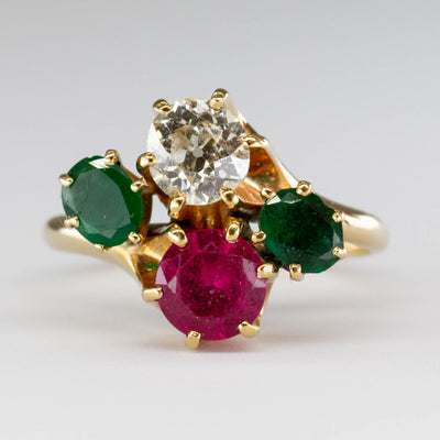 Custom Retro Multi Gem Ring | 0.68ct, 0.50ctw, 0.90ct | SZ 6.5 |