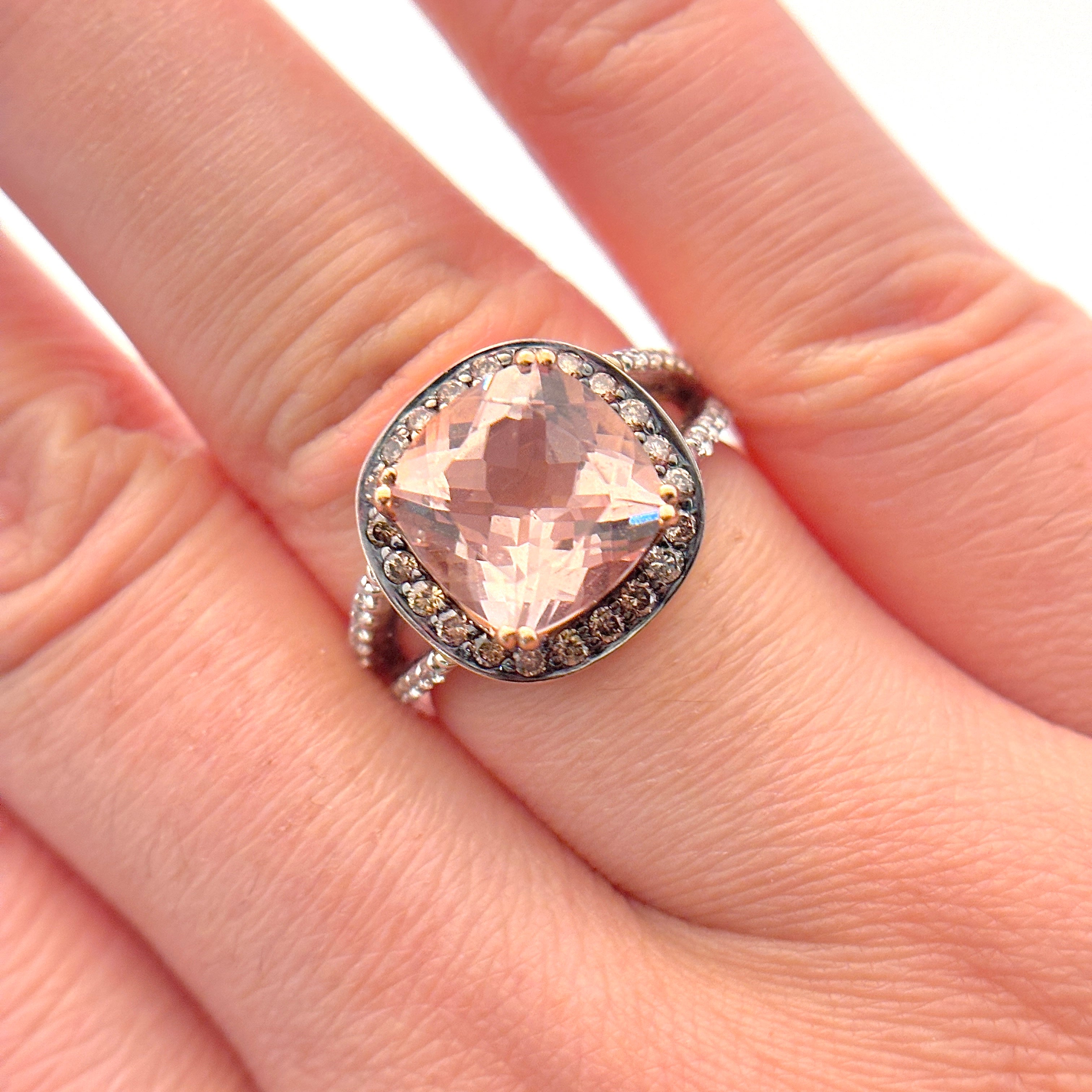 18K Rose and White Gold Morganite and Diamond Ring | 4.24ct, 0.50ctw | SZ 5.75 |