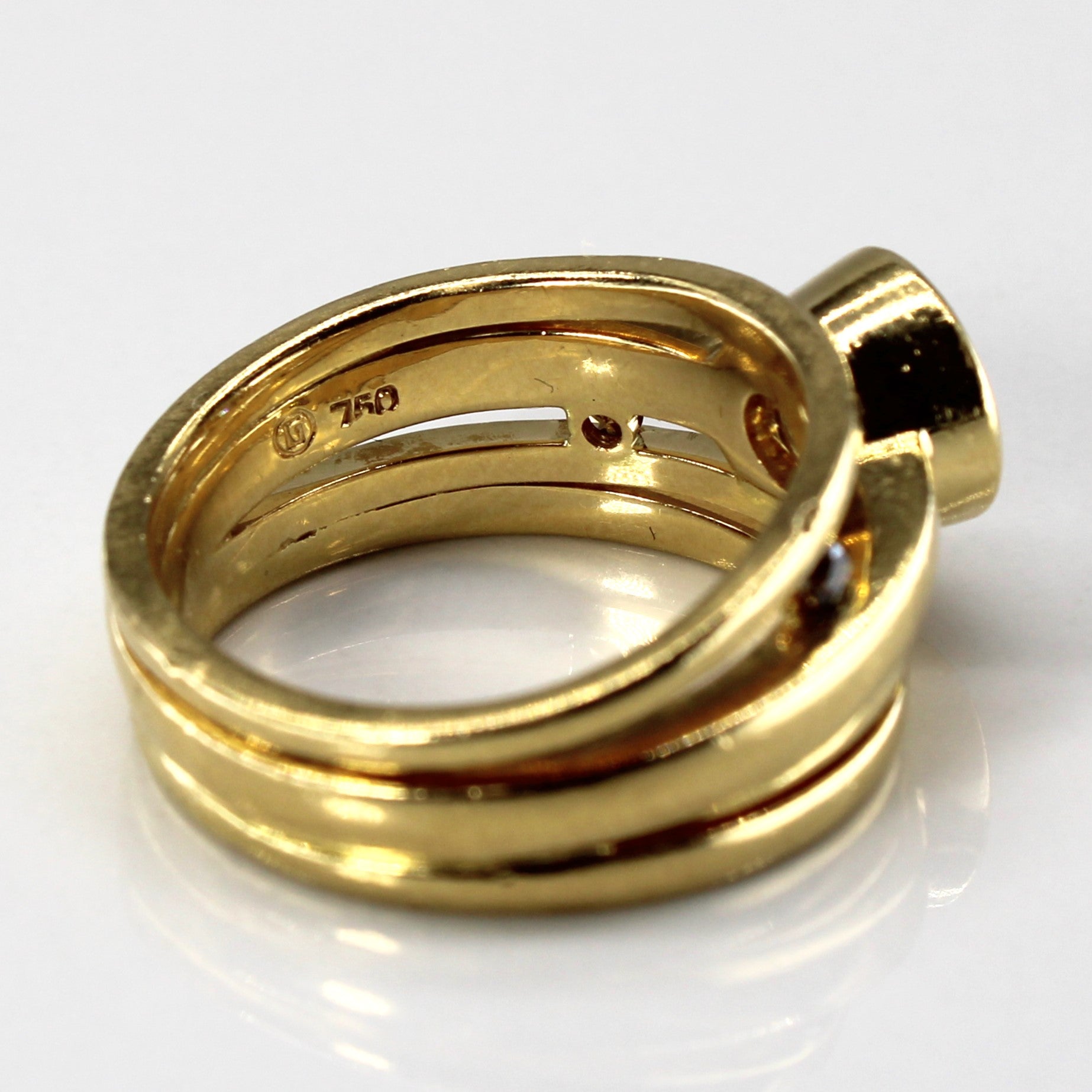 Bezel Set Diamond Multi Layer Gold Ring | 1.14ctw | SZ 6.75 |