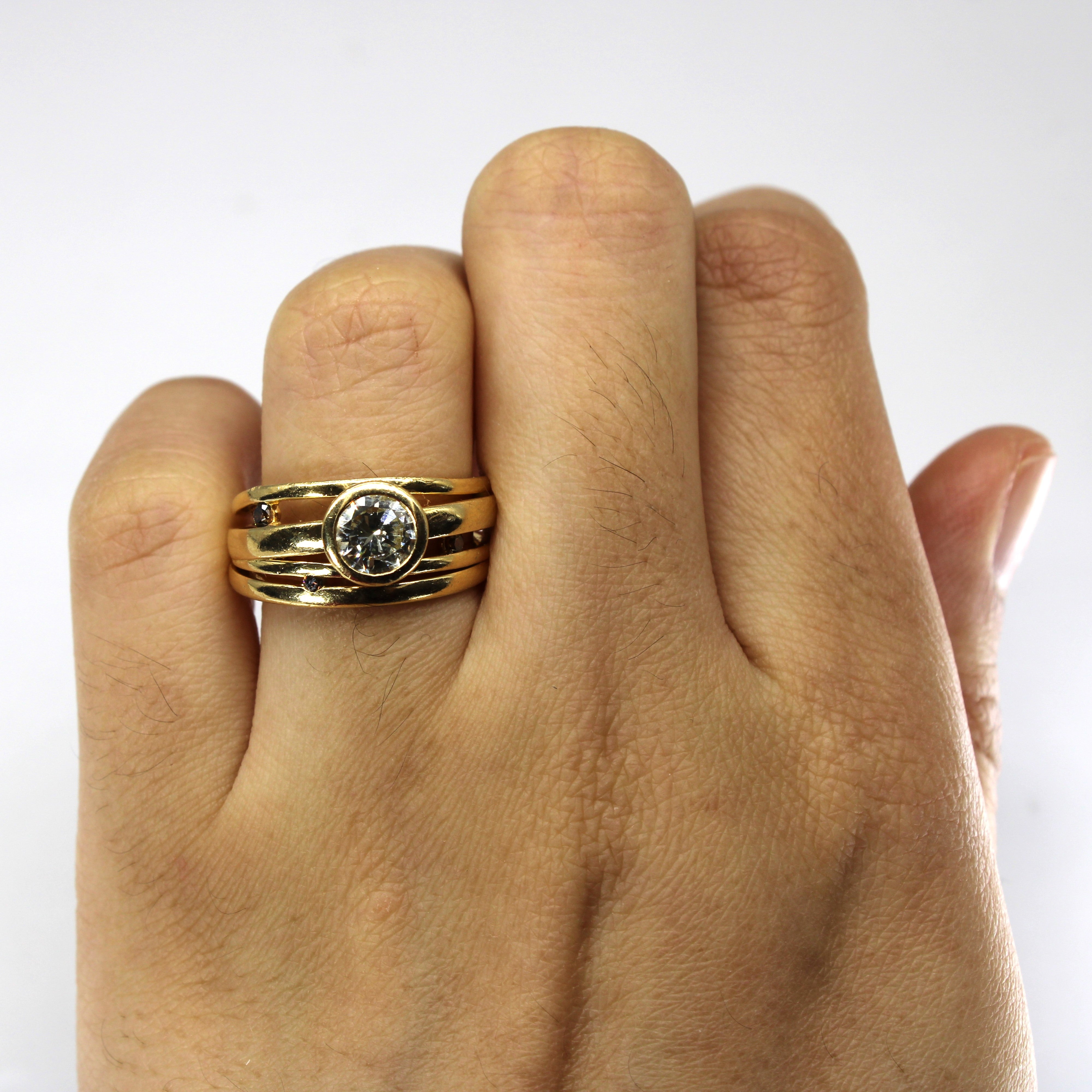 Bezel Set Diamond Multi Layer Gold Ring | 1.14ctw SI2 L/M | SZ 6.75 |