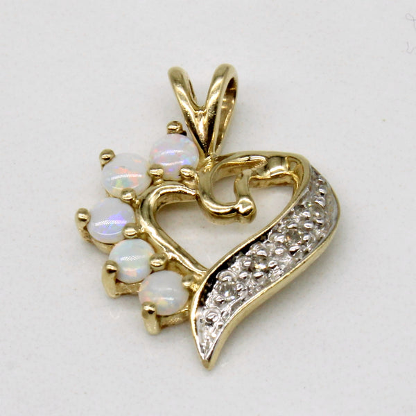 Opal & Diamond Heart 10k Pendant | 0.17ctw, 0.02ctw |