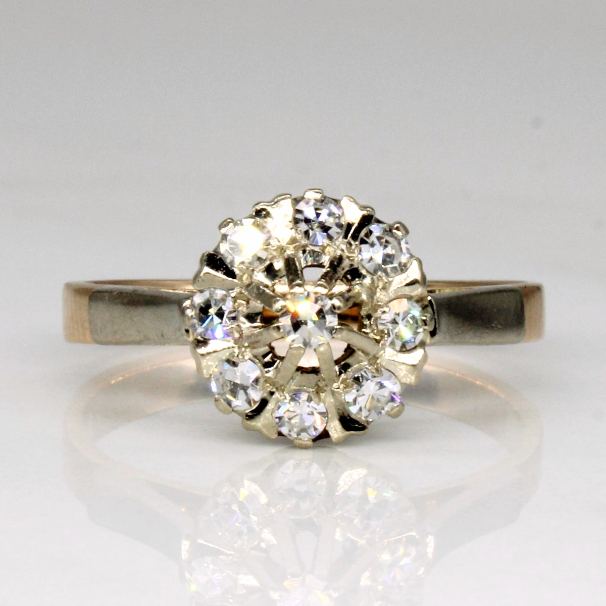 High Set Diamond Halo 14k Ring | 0.23ctw | SZ 6.5